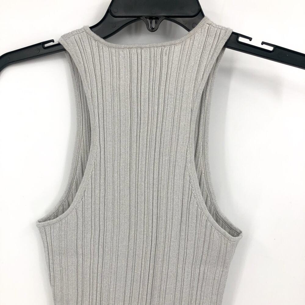 MADEWELL Signature Shimmer Cutaway Sweater Tank Small Silver Vapor Knit NWT - Picture 7 of 10